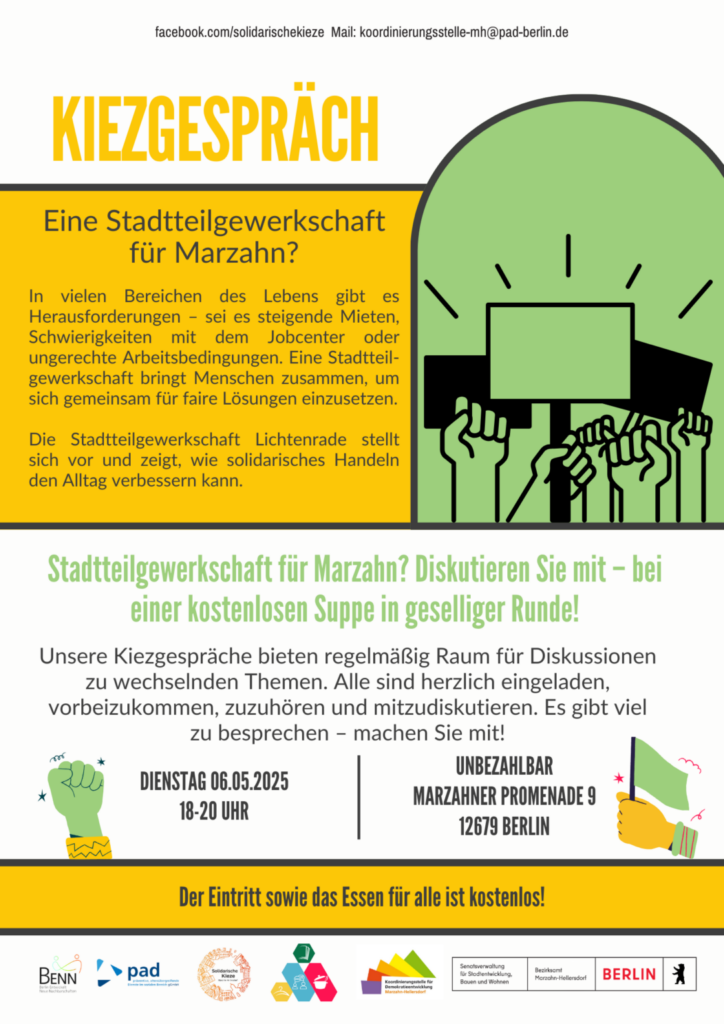 Kiezgespräch in der UnbezahlBar: Eine Stadtteilgewerkschaft für Marzahn?